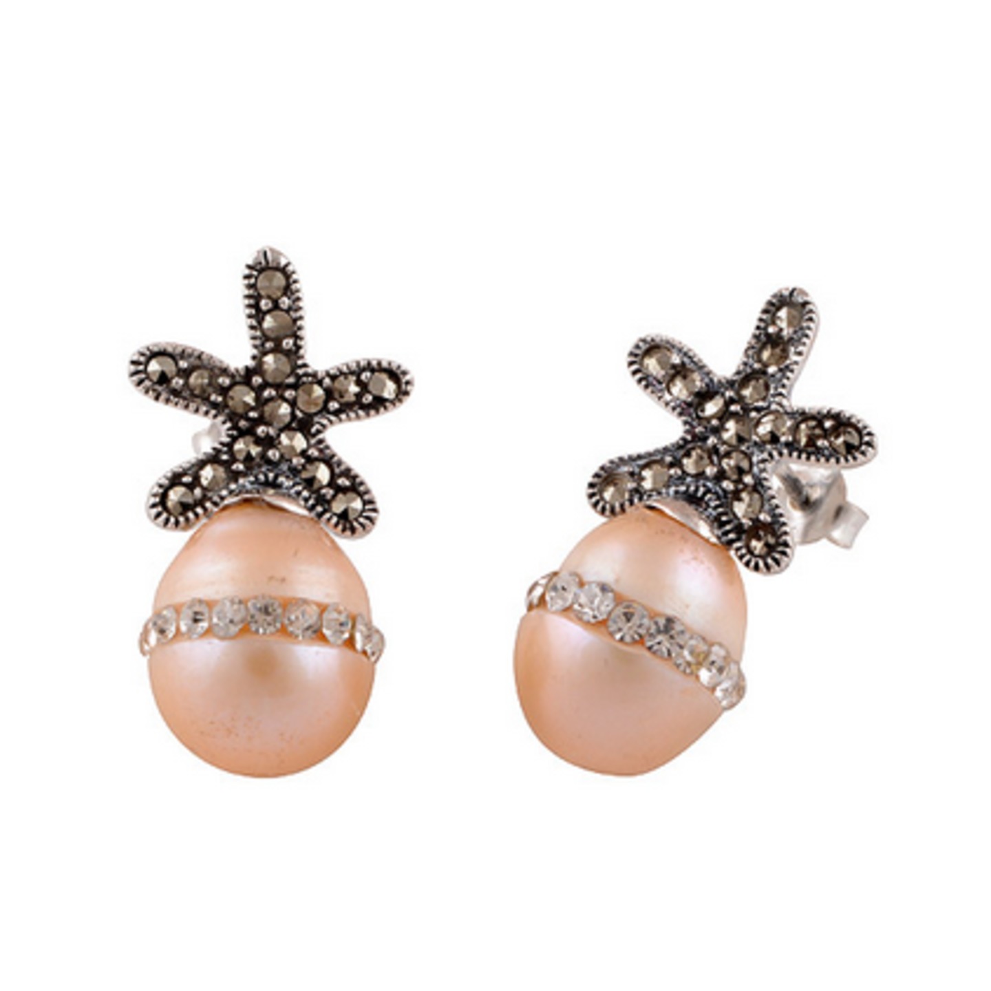 The Starfish Pearl Marcasite Silver Earrings