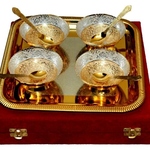 ALMAS SILVER PLATED ( SILVER AND GOLD COLOUR)UNIQUE TRADITIONAL SET OF 4 BOWLS