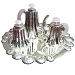 ALMAS ENGLISH VINTAGE SILVER N ROSE QUARTZ D'ECOR TEA SET