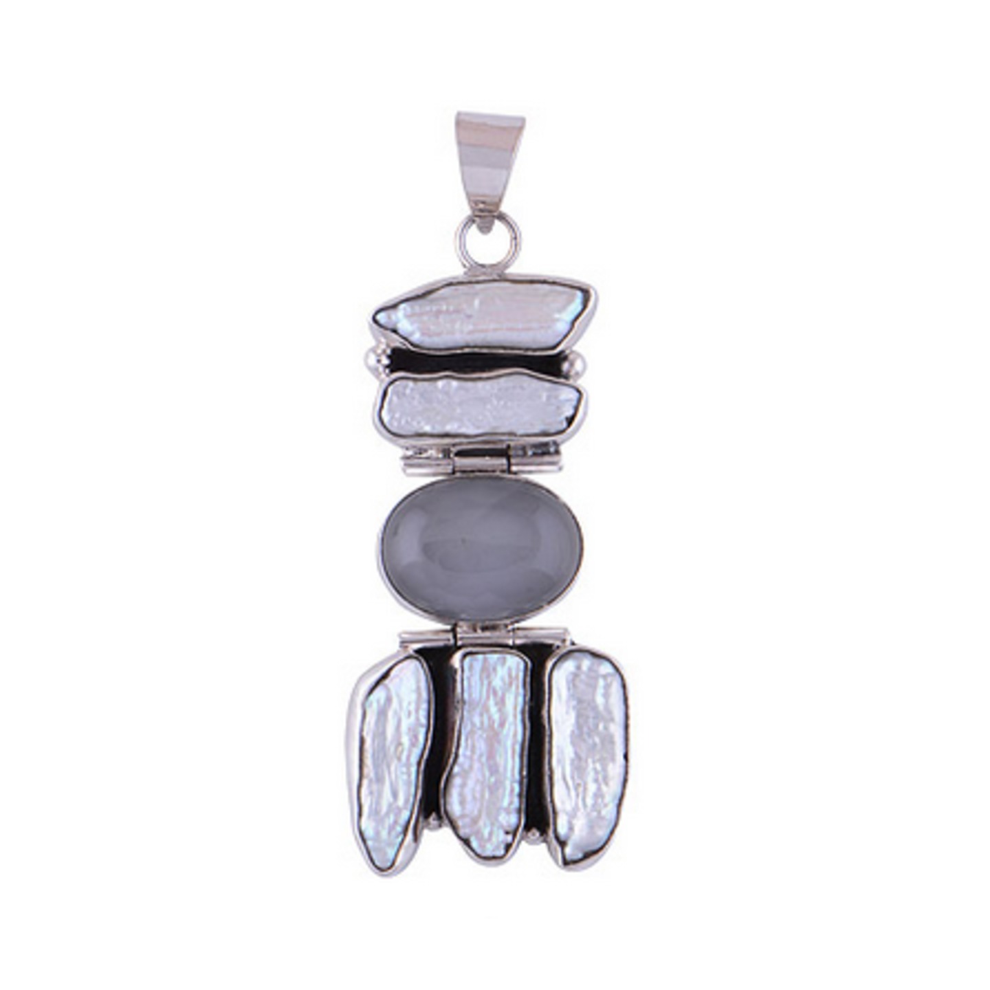 The Chalcedony Blue & Shell Silver Pendant