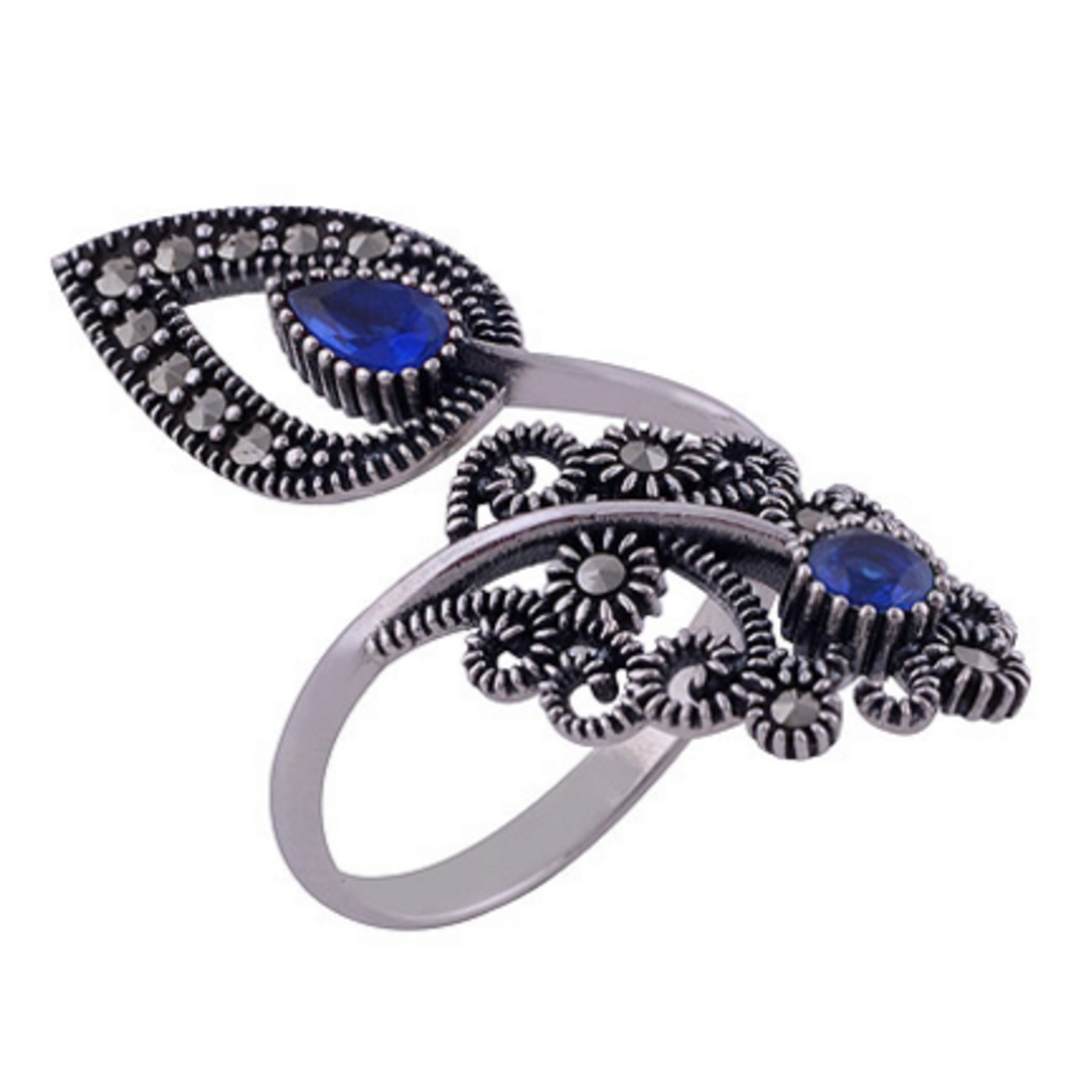The Blue Pasley Silver Ring