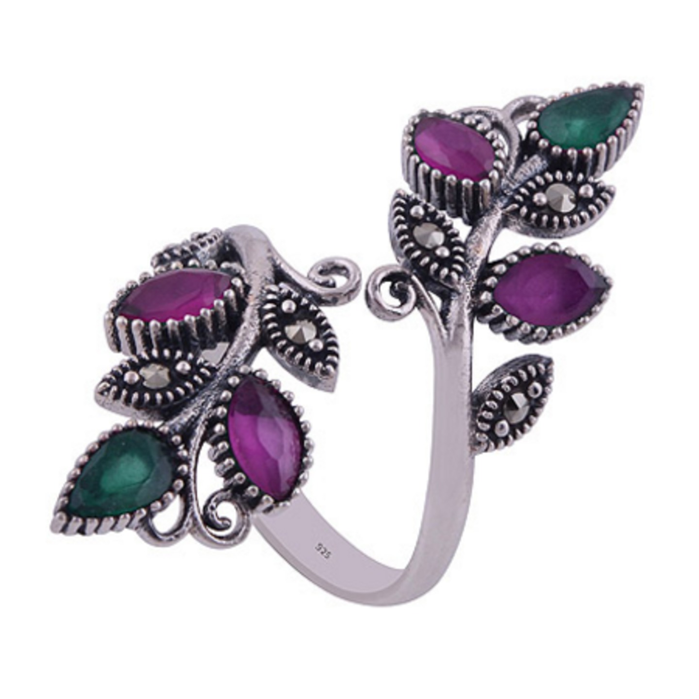 The Red Green Vine Silver Ring