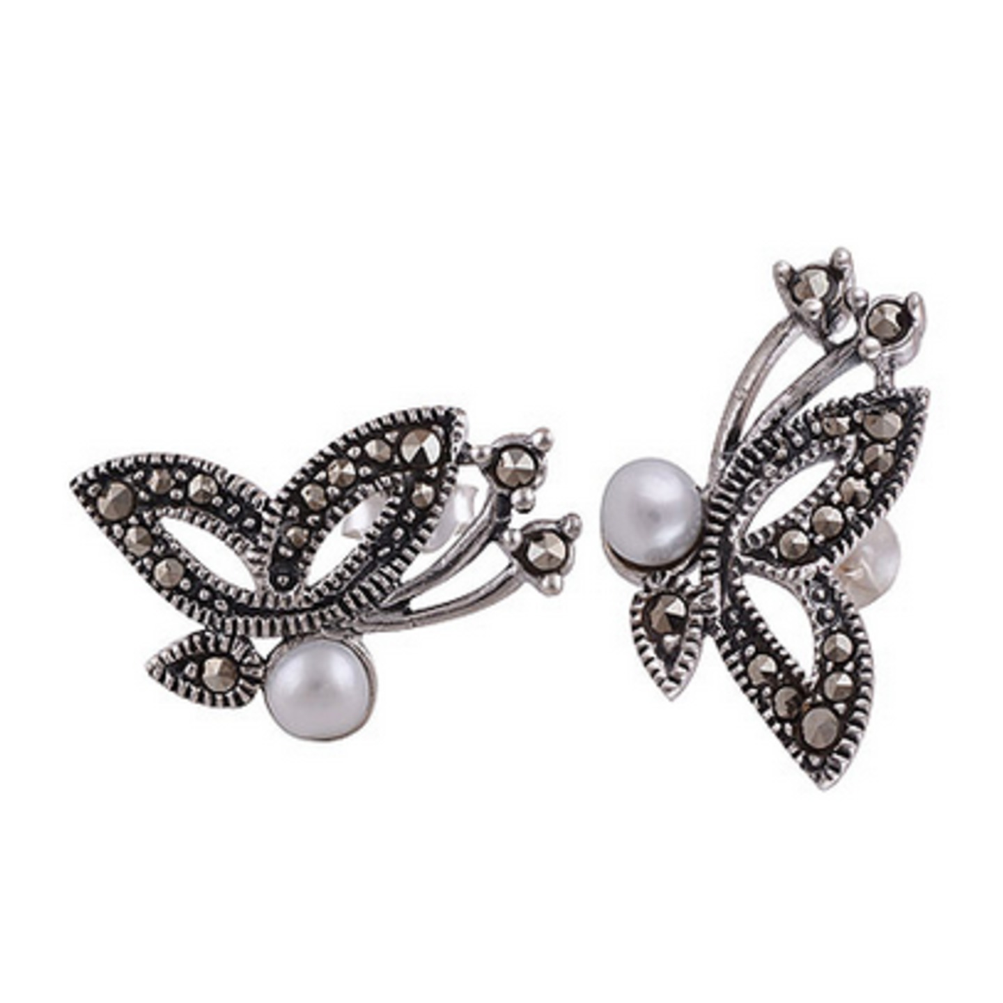 The Marcasite & Pearl Cut Stone Studs