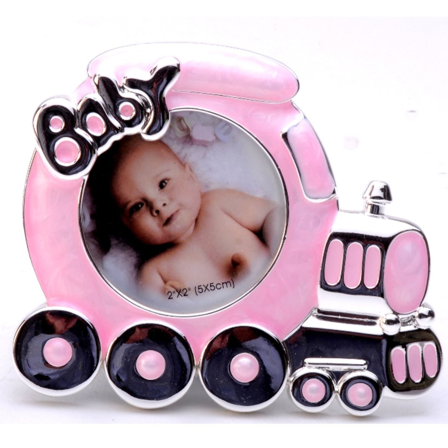 Silver Plated and Zircon Baby Toy Train Photo frame