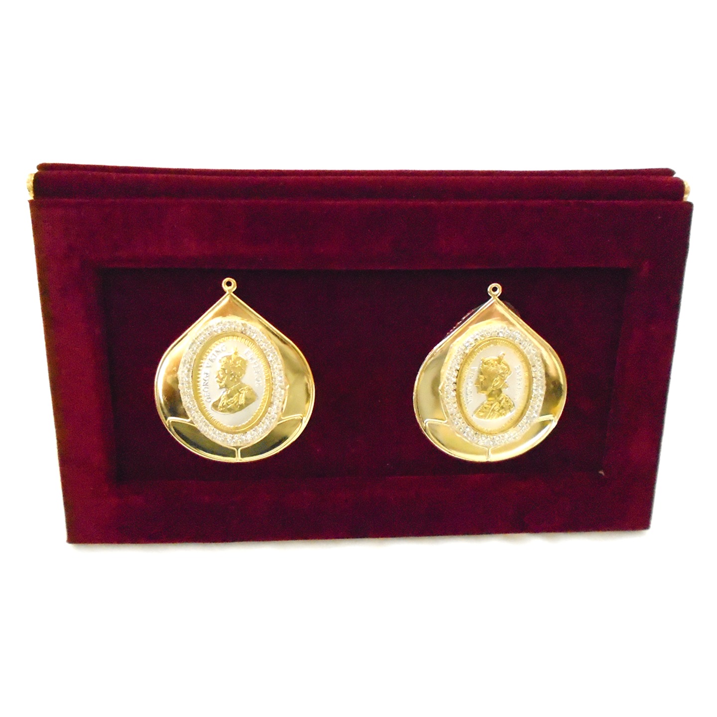 The Golden Droplet Zircon George King and Victoria Queen Silver Coin Set