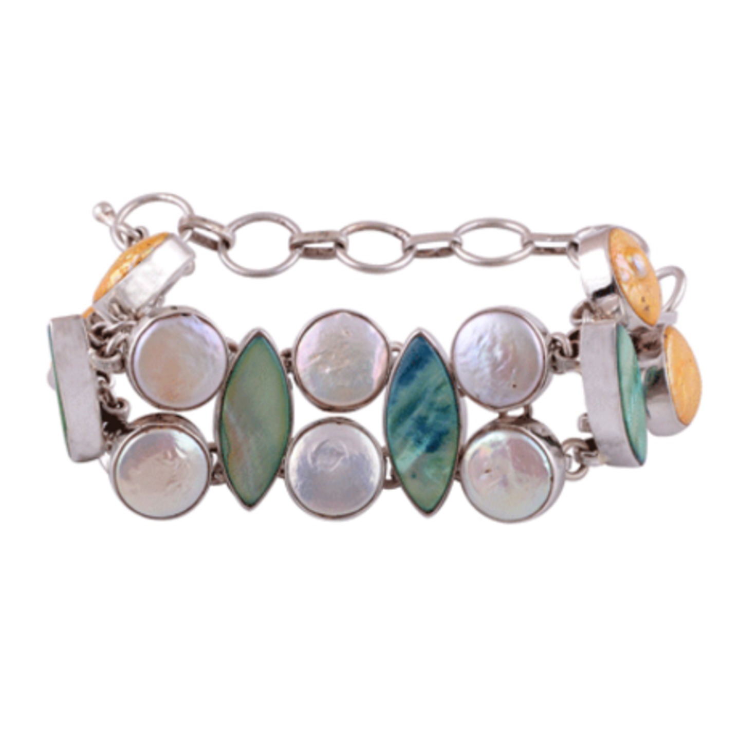 Rainbow Shell Silver Bracelet