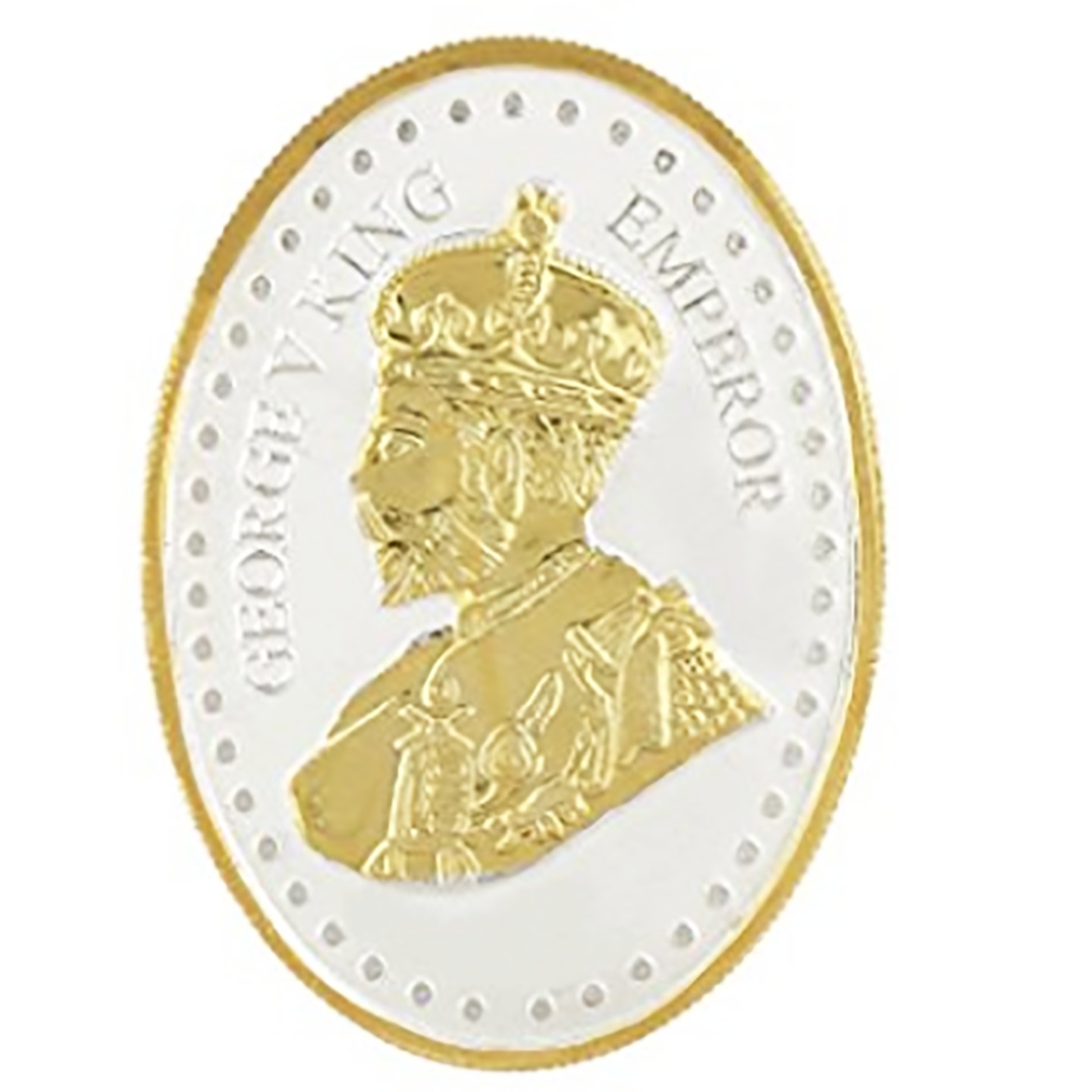 Silver Coin George King V Emperor 24 Kt Gold Plated 10 Gm 999 BIS Hallmarked