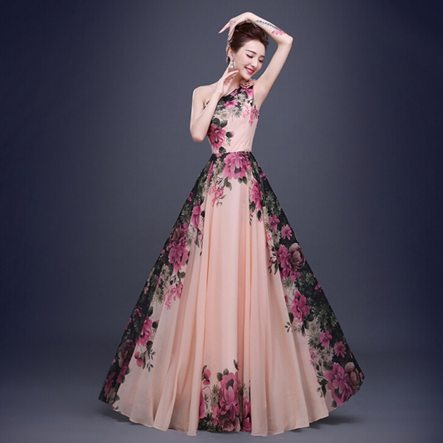 Designer Gown With Flower Print