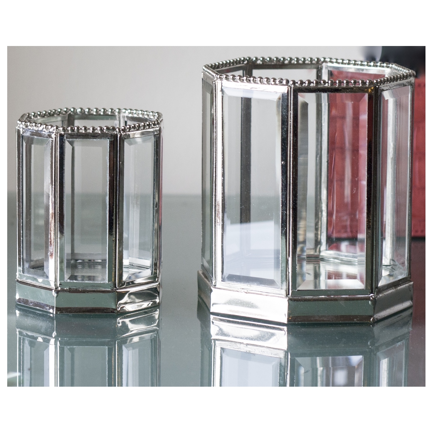 Octagonal Glass Tea Light Holder (Large)