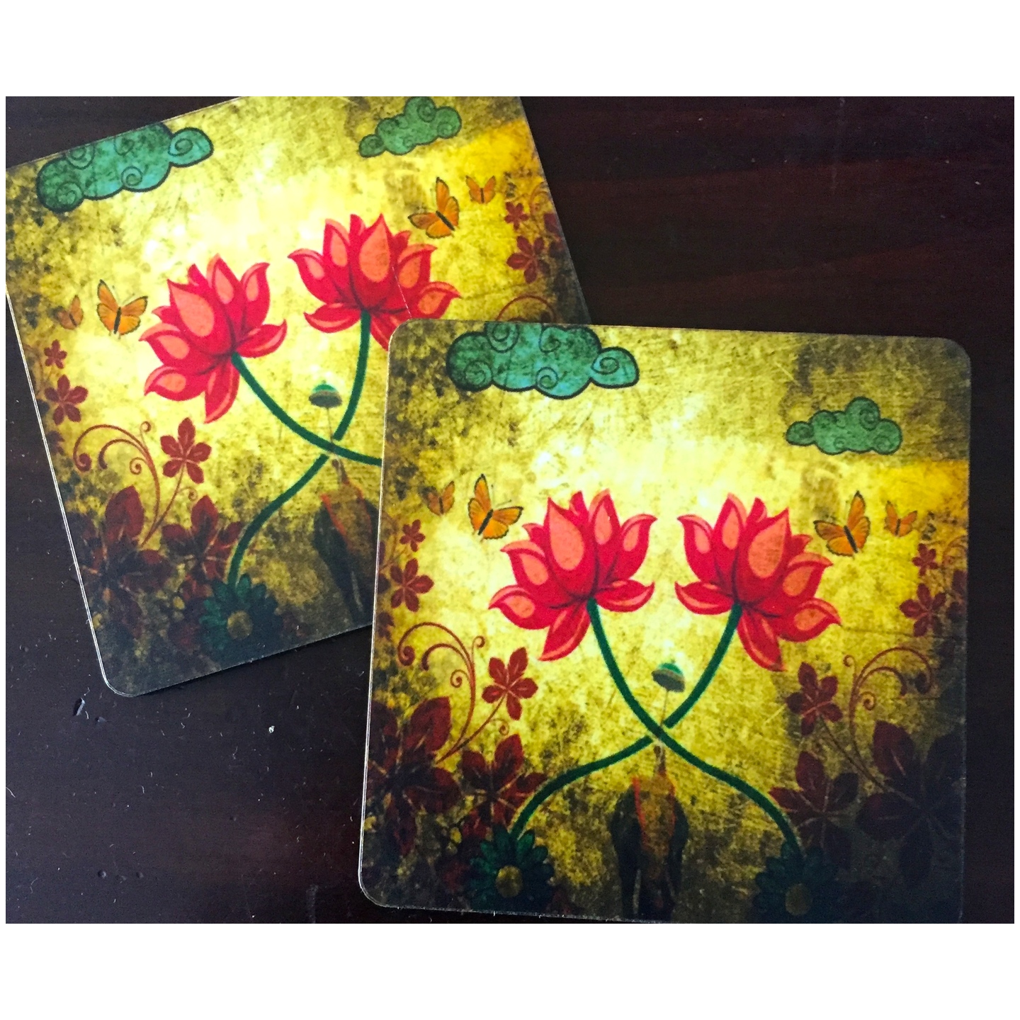 Desi Pop Lotus Coasters Set of Six