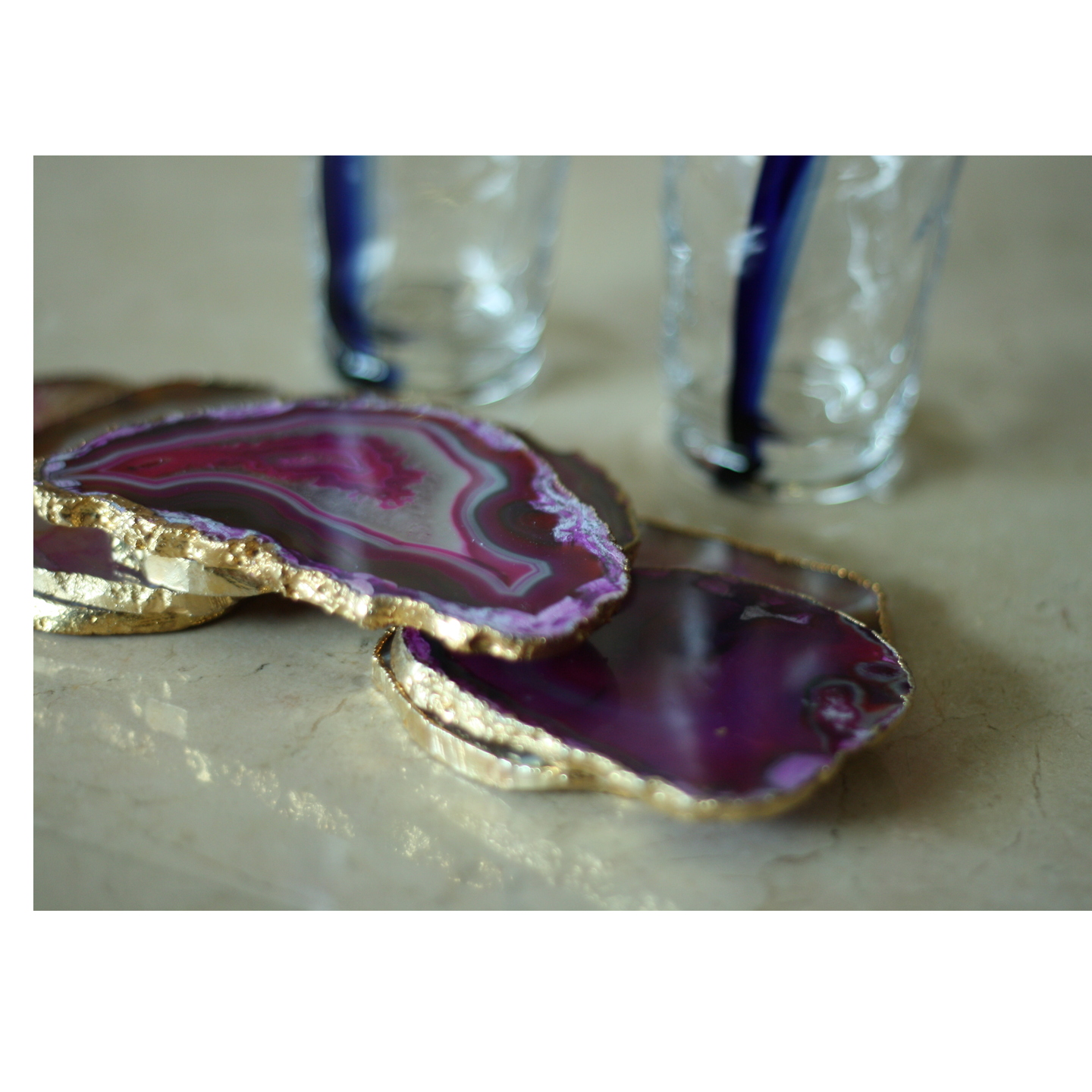 Purple Agate Coasters Set of 4
