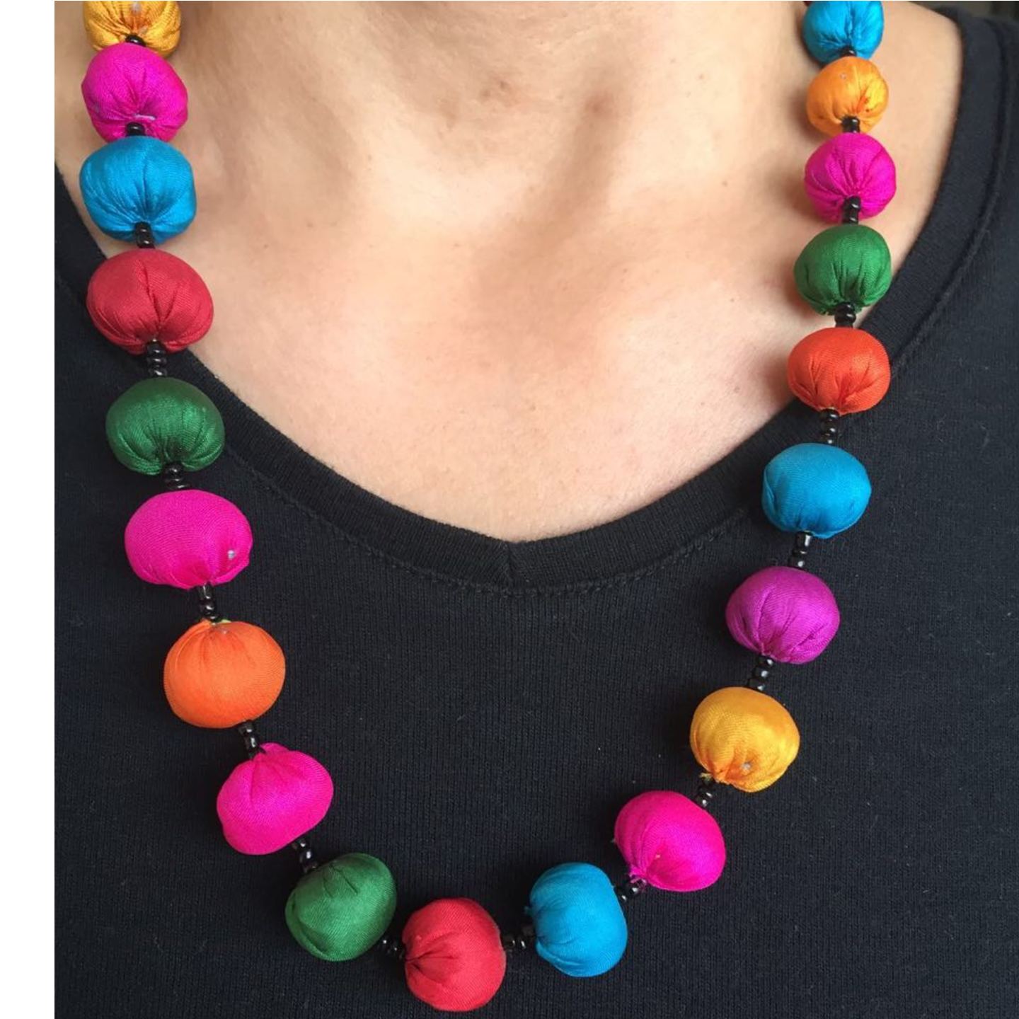 Jugaad Silk Beads Necklace - Short