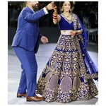 Blue Color Taffeta Velvet Embroidery Work Designer Lehenga Choli