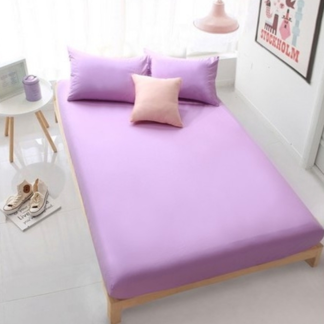 3PC Solid Colour Fitted Bedsheet Set (Purple) 