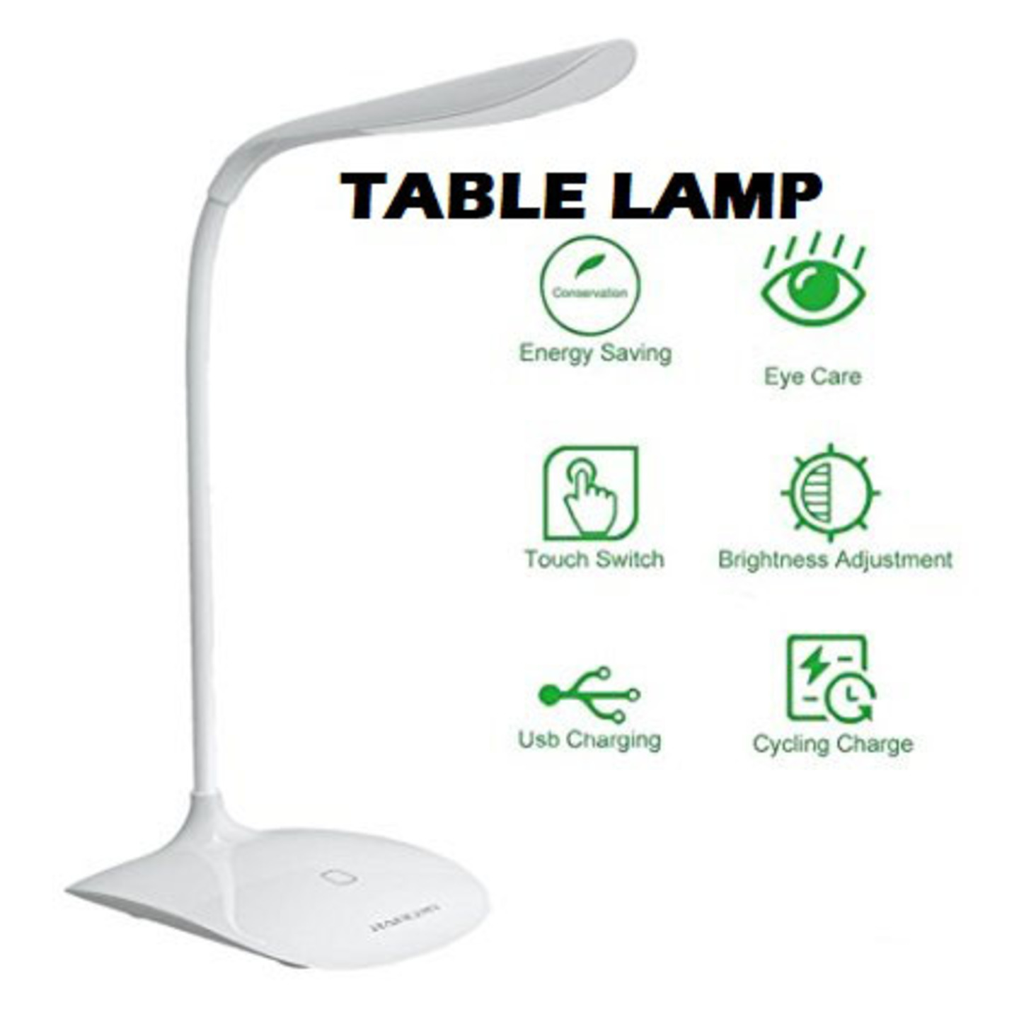 Rechargeable LED Touch On/Off Switch Desk Lamp Children Eye Protection Student Study Reading Dimmer Rechargeable Led Table Lamps USB Charging Touch Dimmer(White)