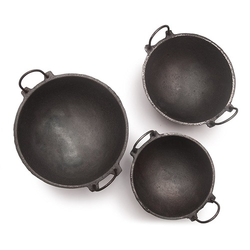 Cast Iron Kadai Combo 3 Kadais Of 3 Sizes 7 Inches, 8.5 Inches And 11 Inches Diameter