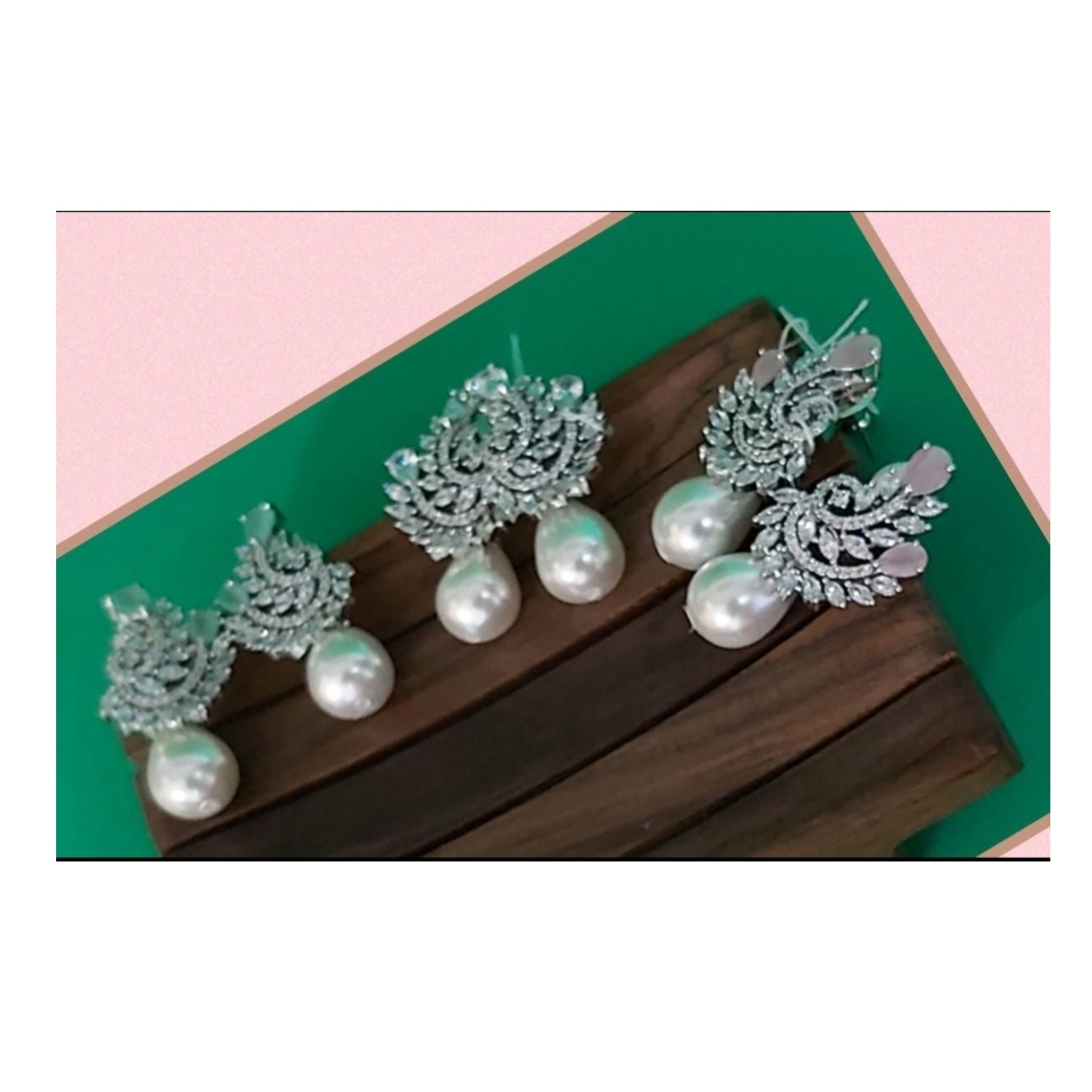Silver earrings with Pearl Danglers
