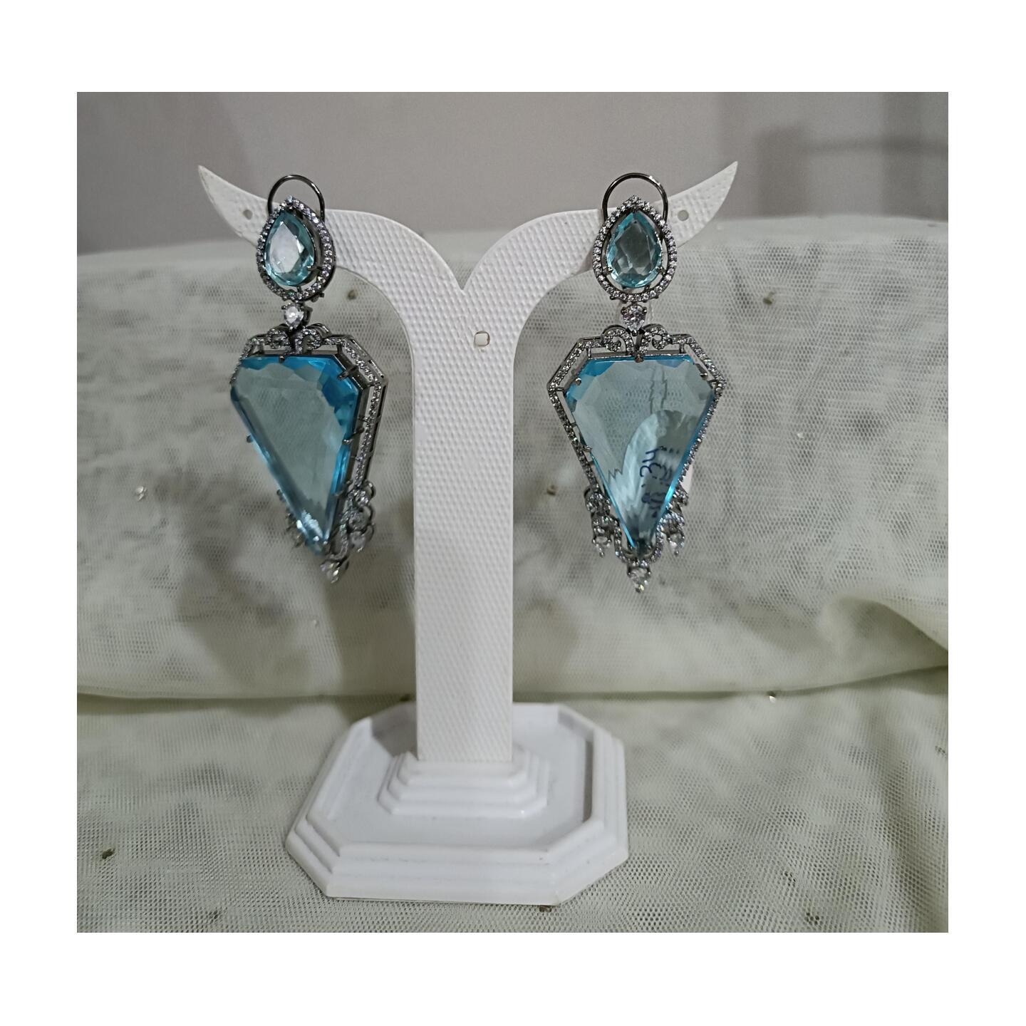 AD (American Diamond) Blue Crystal Earring