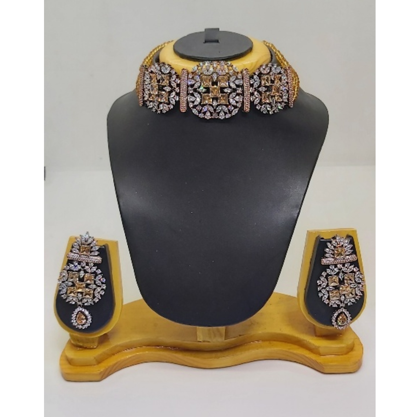American Diamond Choker with yellow crystals