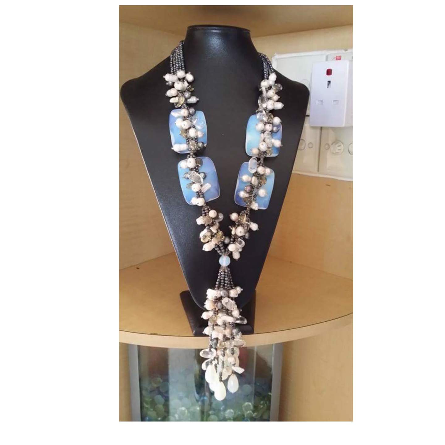 Quartz Neckpiece with Onyx Pearls