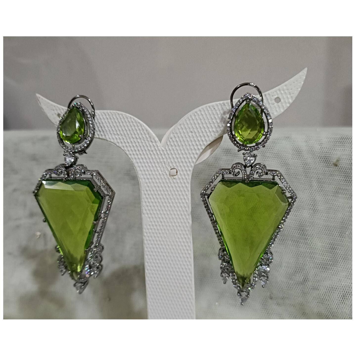 AD (American Diamond) Green Crystal Earring