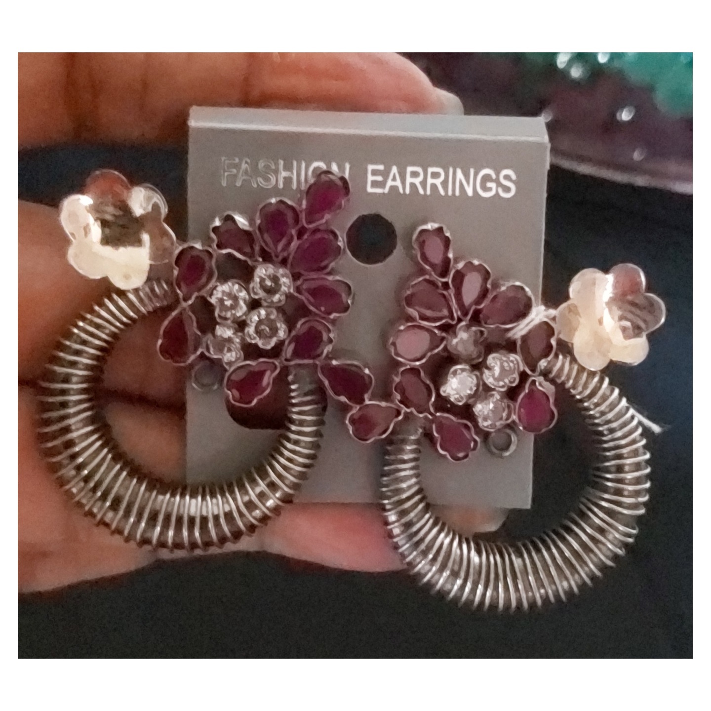 Silver earrings with Rubies