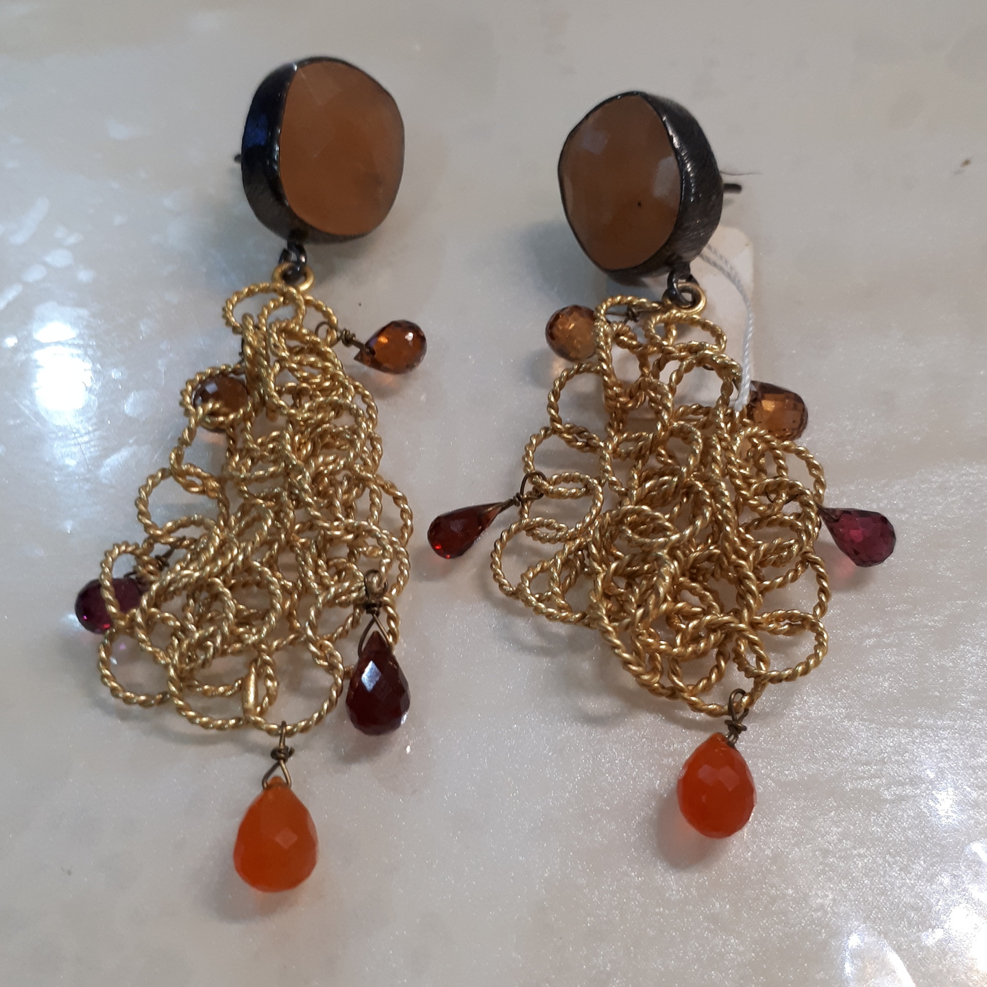 Agate + Tourmaline earrings