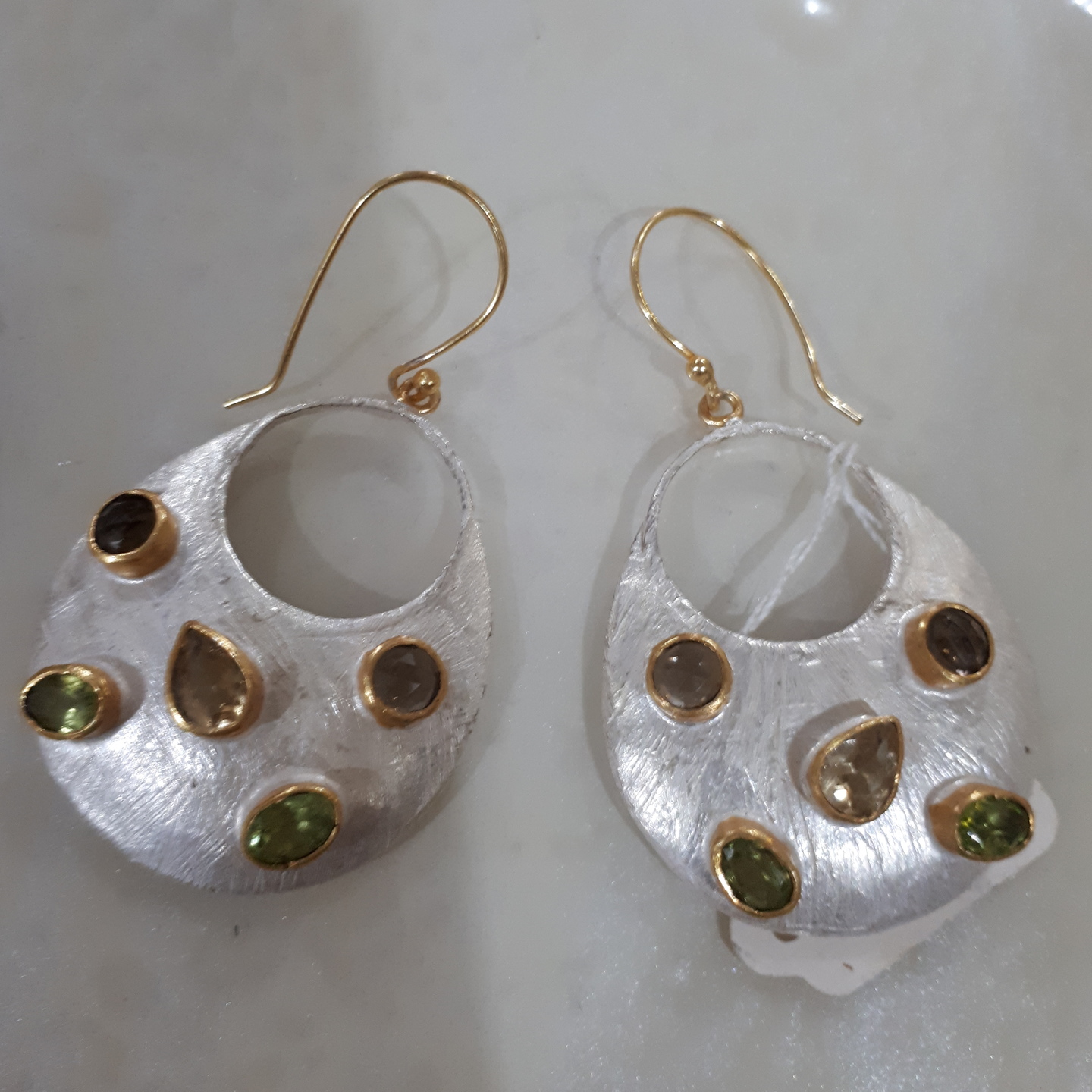 Jasper and emerald earrings