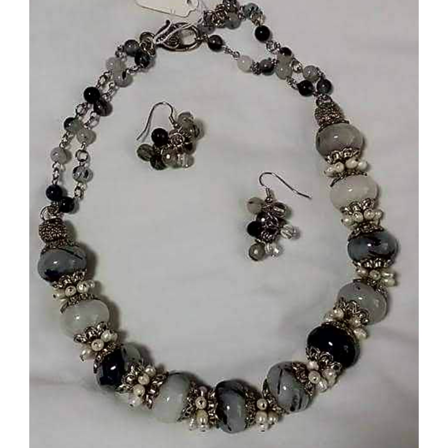 AnGels Routilated Quartz Neckpiece with Earrings