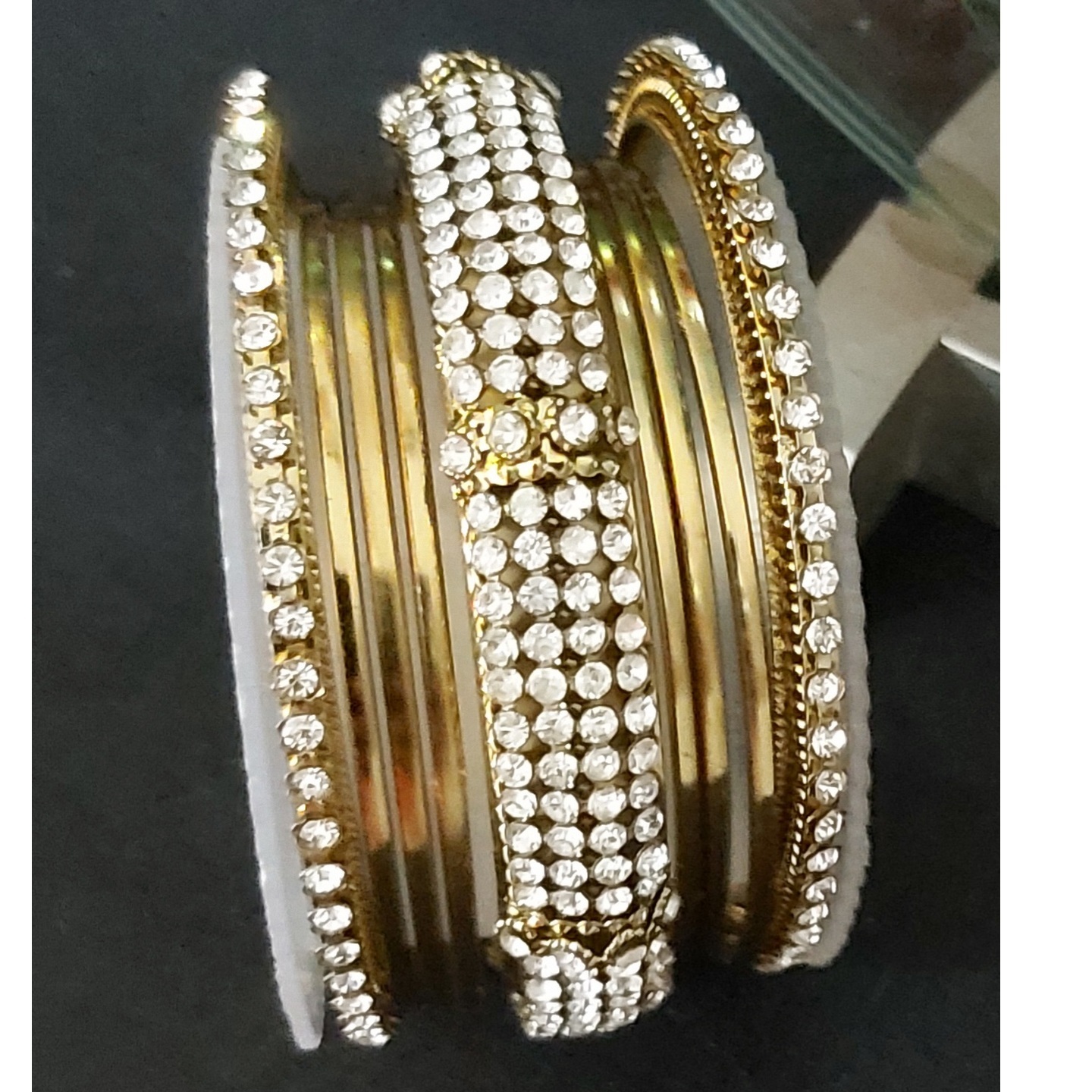 Gold Bangles with CZ stones