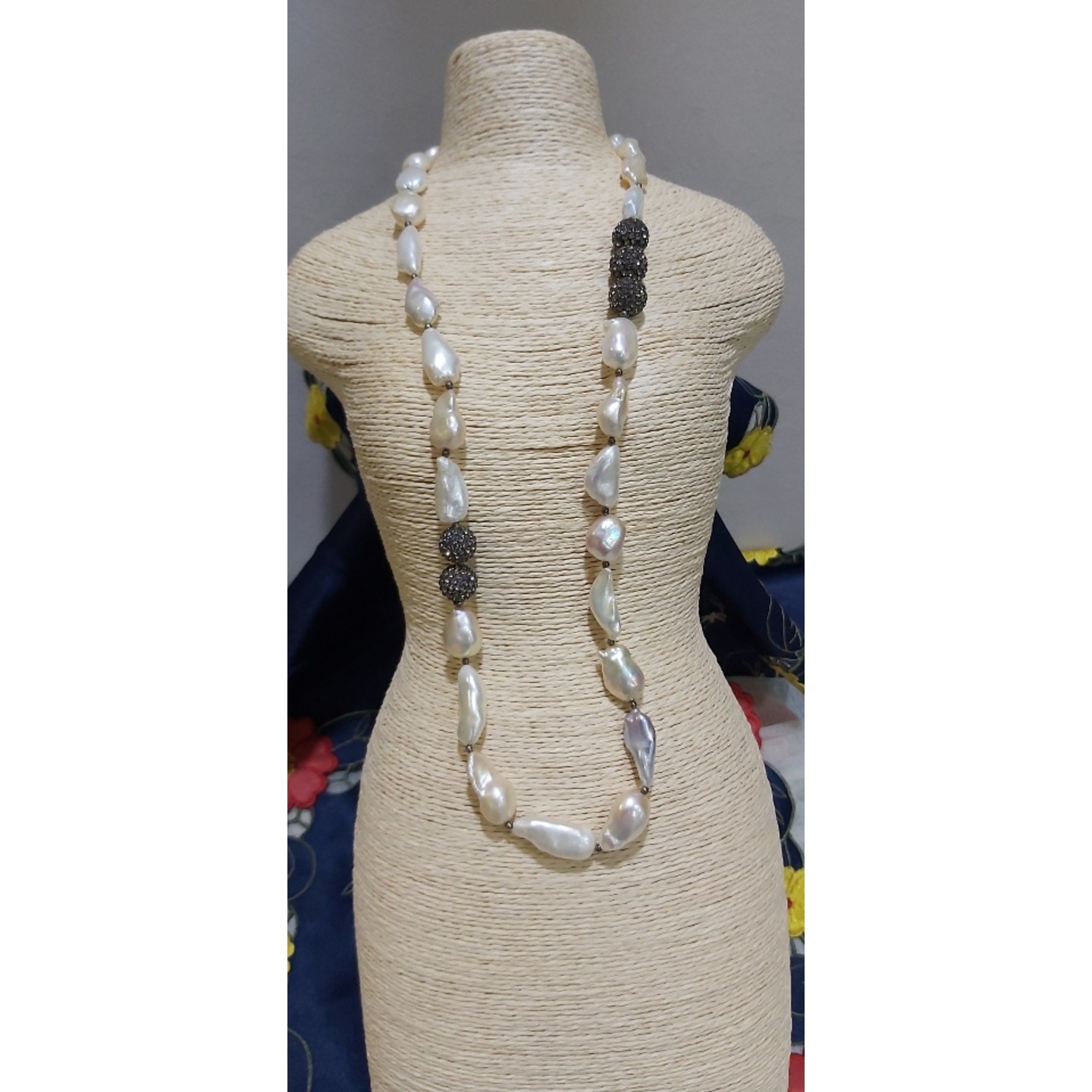 Baroque Pearls Neckpiece with Marquise Stone Balls