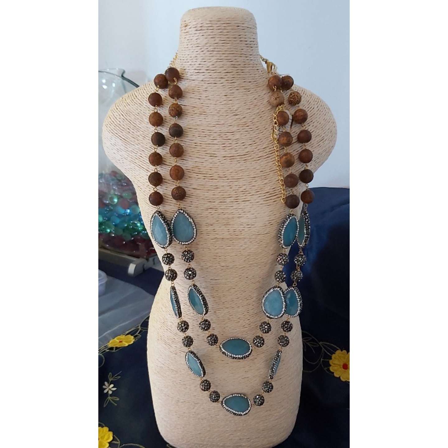 Blue Agates Necpiece  with Marquise balls
