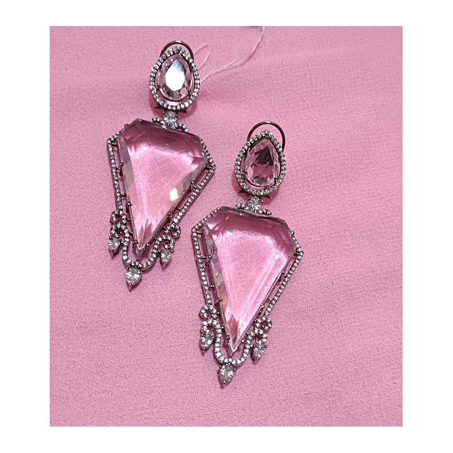 AD American Diamond Pink Crystal Earring