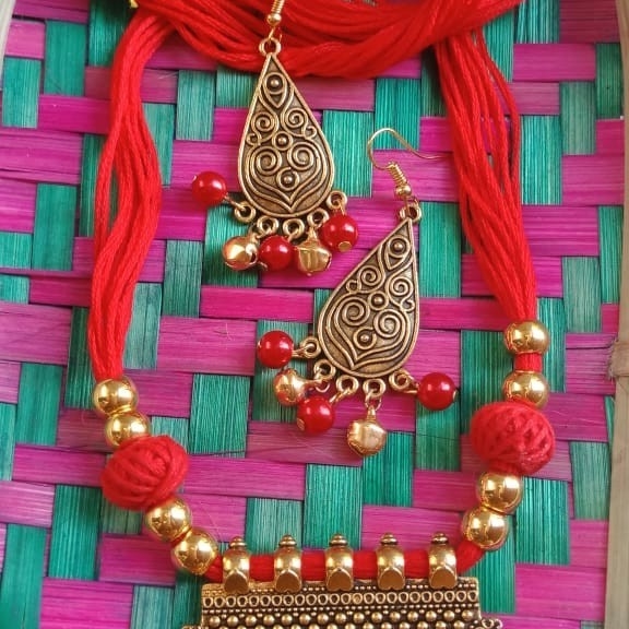 Red Jhumur Necklace