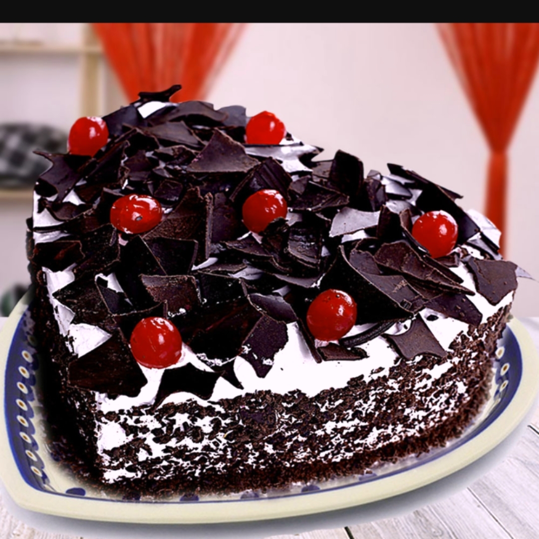 heart shape black forest cake