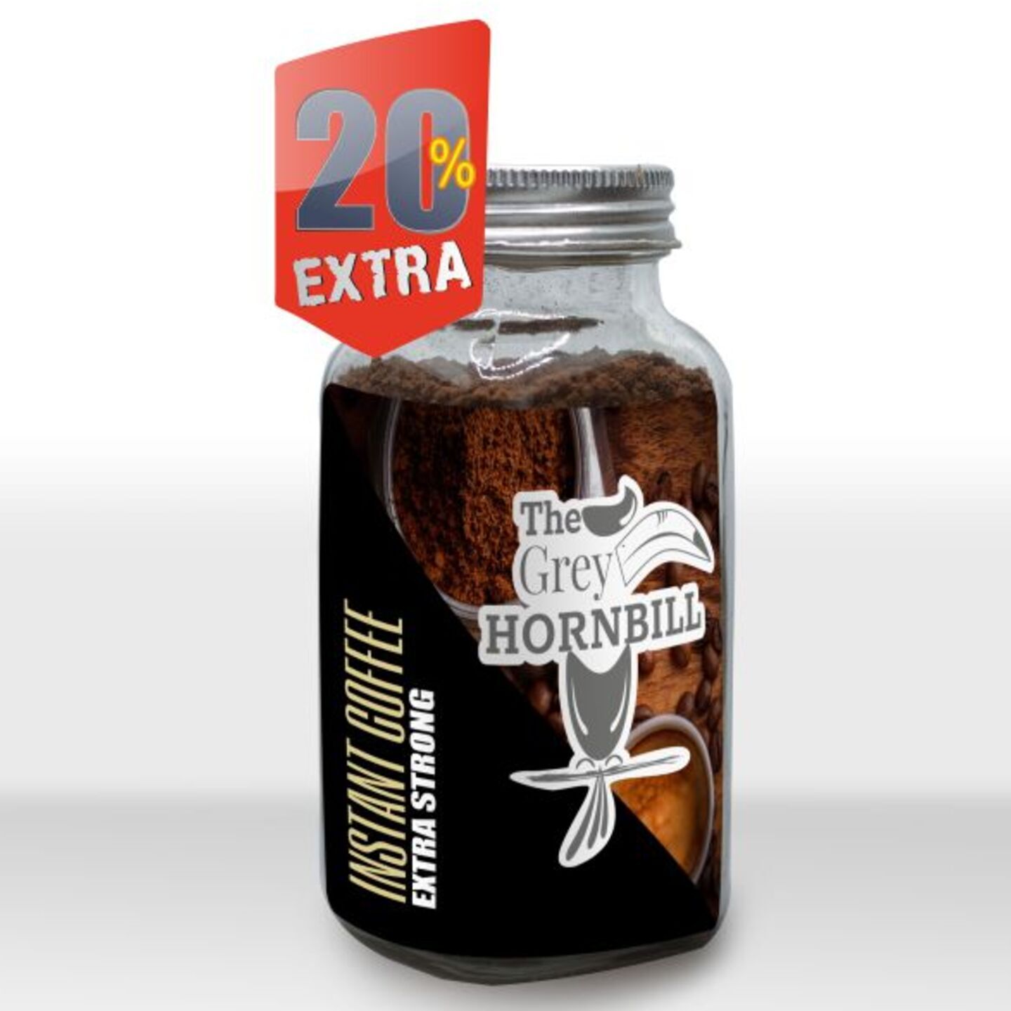 The Grey Hornbill Instant coffee - EXTRA STRONG 50 grams+20 extra