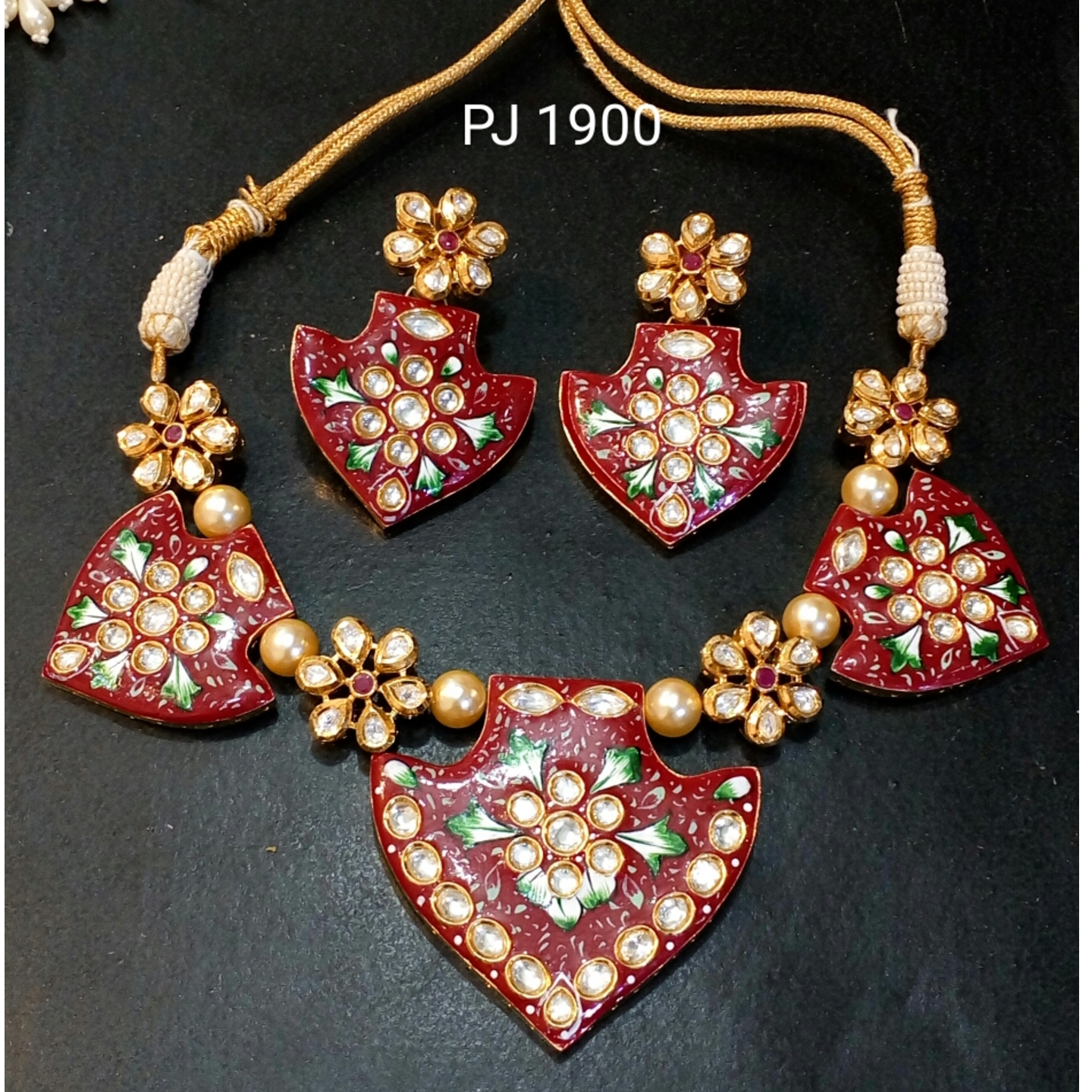 Kundan Meena Enamel Work Necklace Set