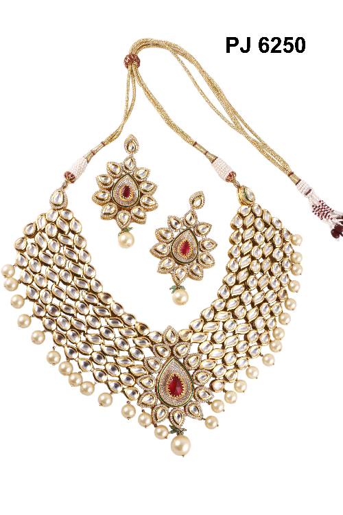 Kundan Meena Heavy Necklace Set