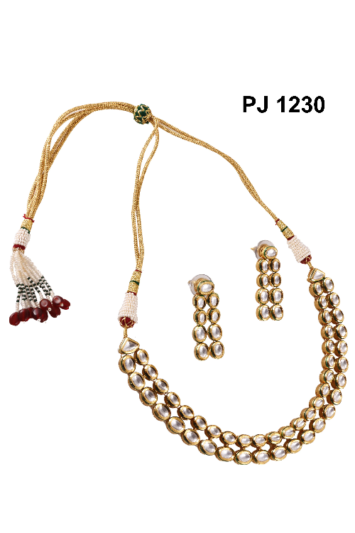 Kundan Meena Double Layer Necklace Set