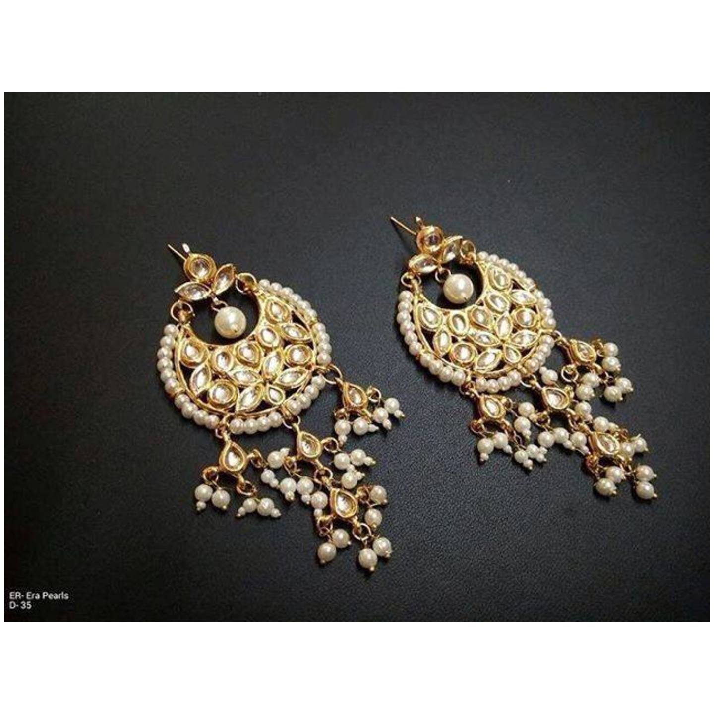 Kundan Earrings with Pearl Drop