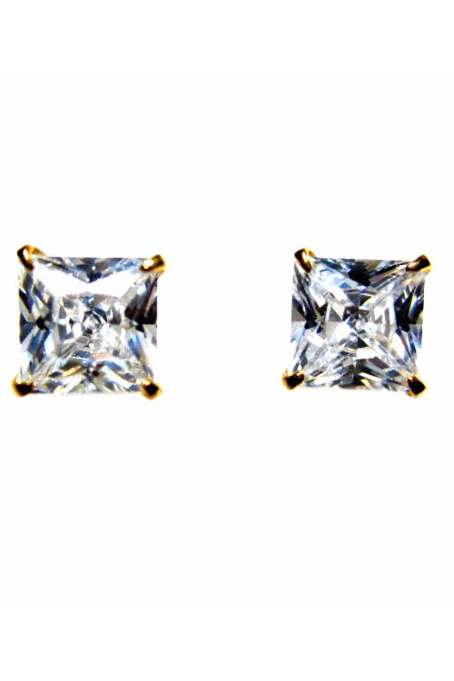 Cubic Zirconia 6mm Gold Plated Stud/Earring