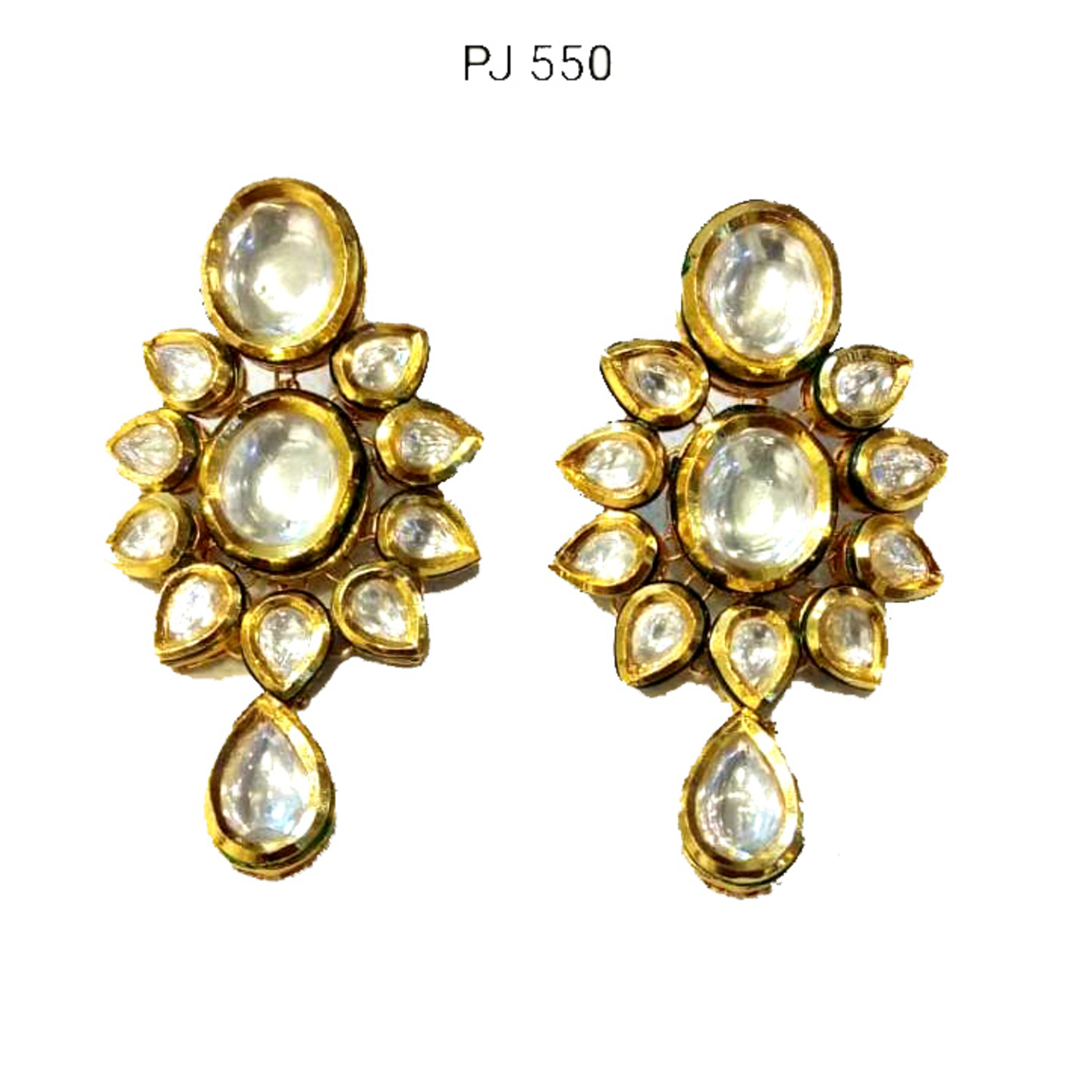 Kundan Meena Earrings with Kundan Drop
