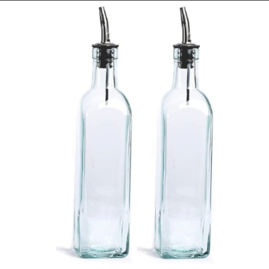 Glass Oil Bottle with Dispenser - 750 ml Capacity - Set of 2