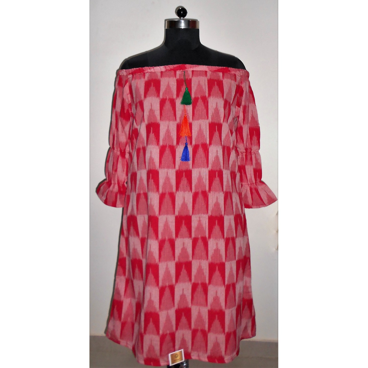Red Ikkat Offshoulder Front.jpg