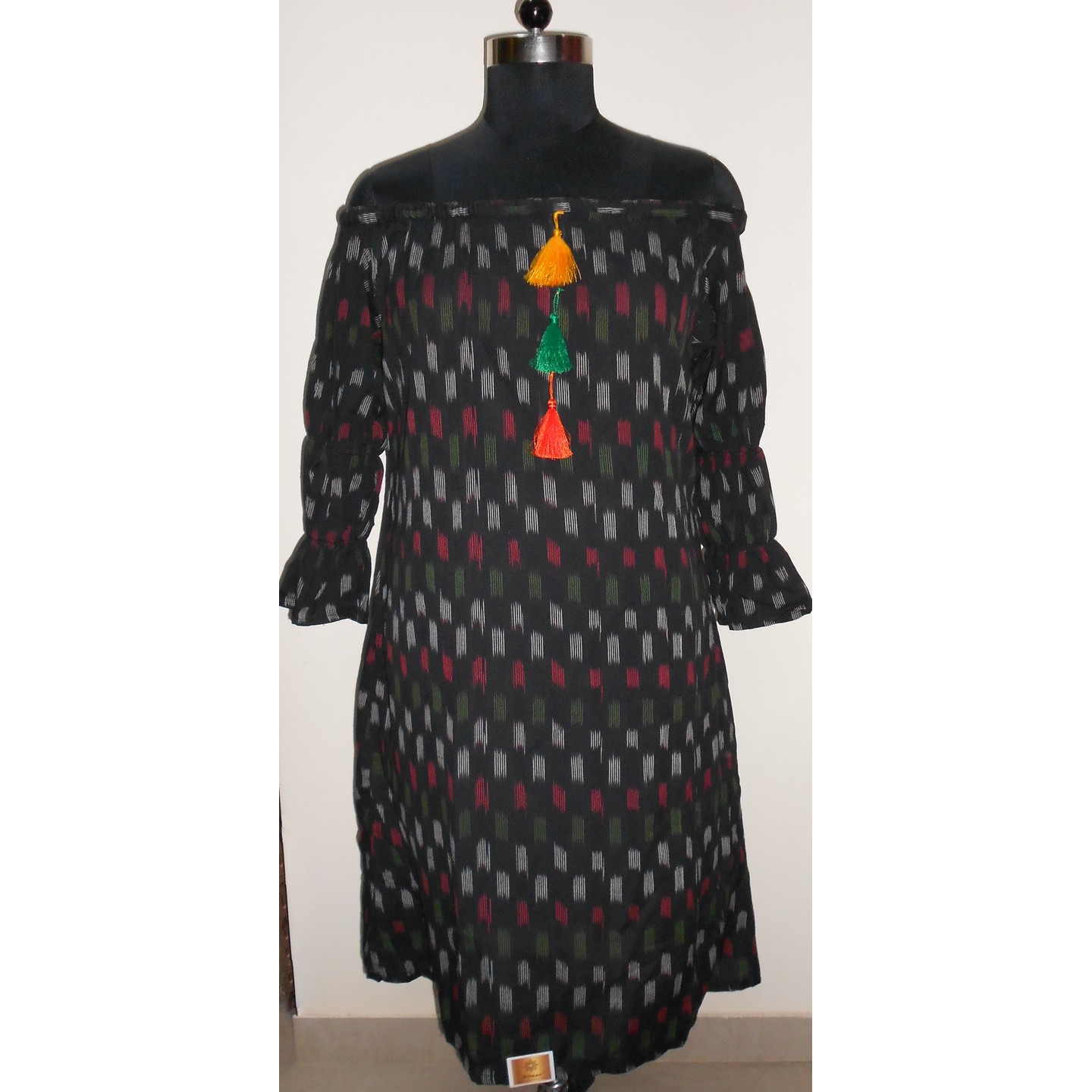 Black Ikkat Offshoulder Front.jpg