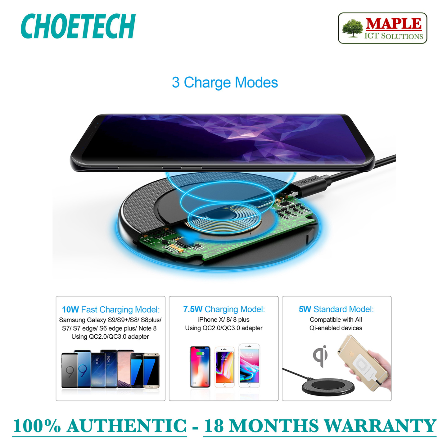 Choetech 10W Qi Fast Wireless Charging Pad (T527-S)