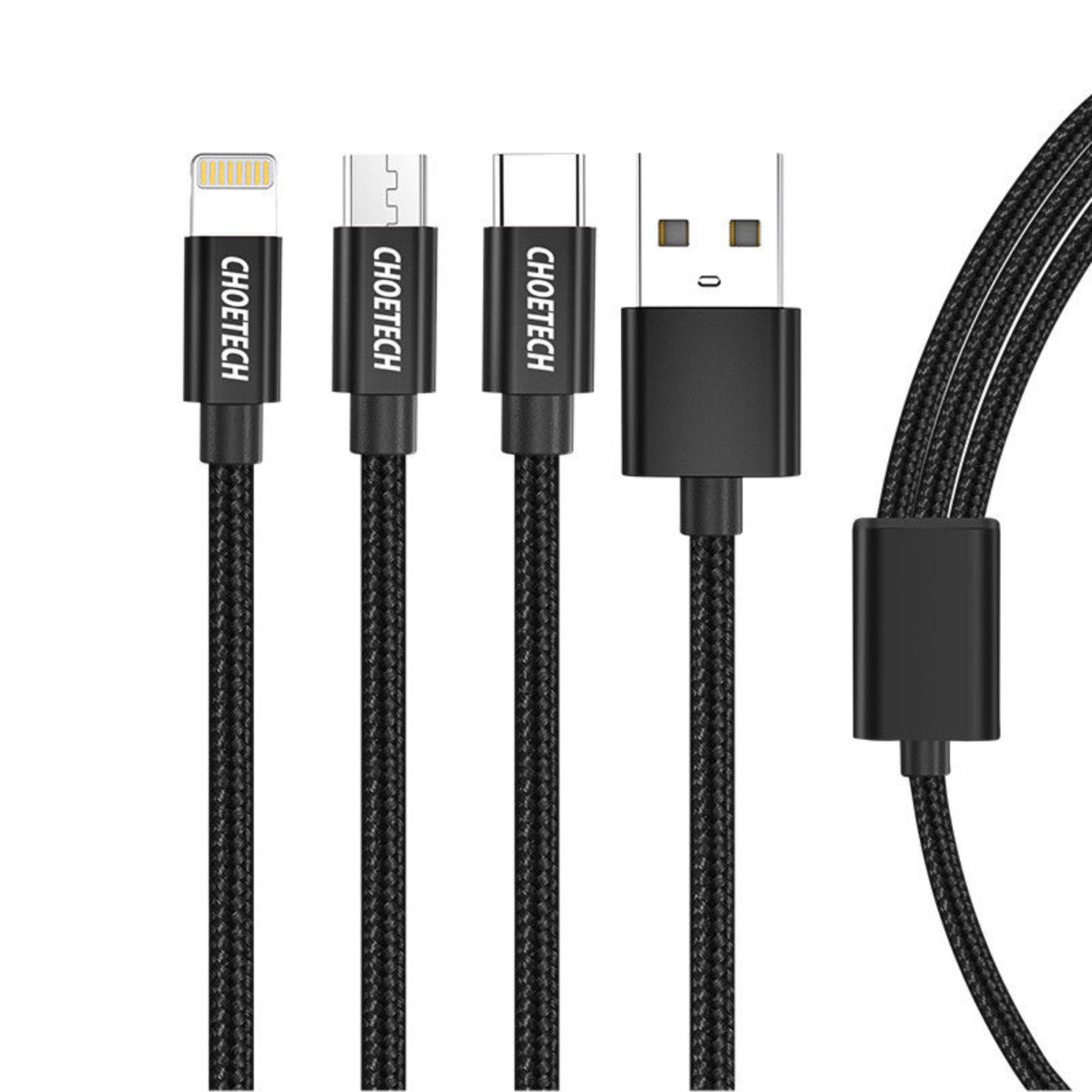 Choetech 3-in-1 USC-C + Micro USB + Lightning 1M Charging (ONLY) Cable