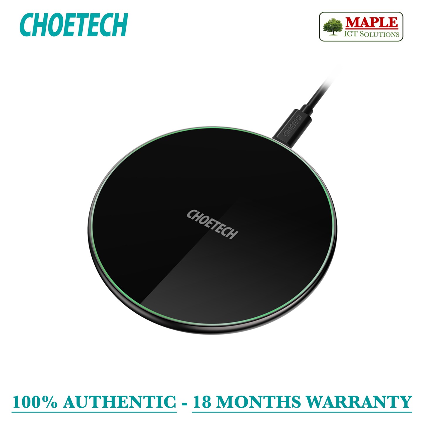 Choetech Zinc Alloy + Tampered Glass Material 10W Qi Fast Wireless Charge (T557-S)