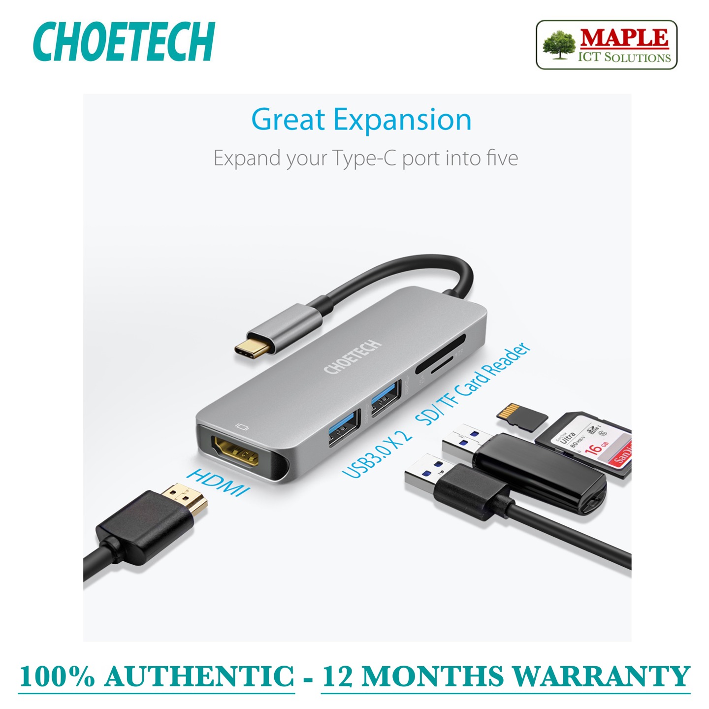 Choetech Multiport Hub (HUB-M08GY)