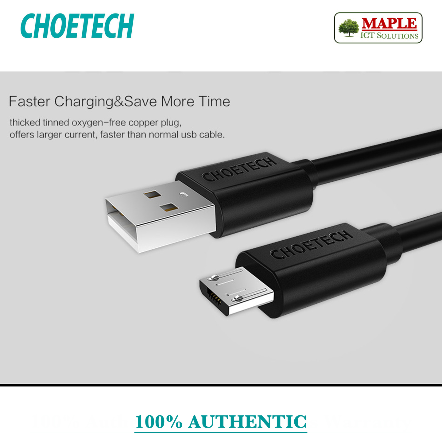 Choetech Micro USB Cable, 1M (SMT009-BK)